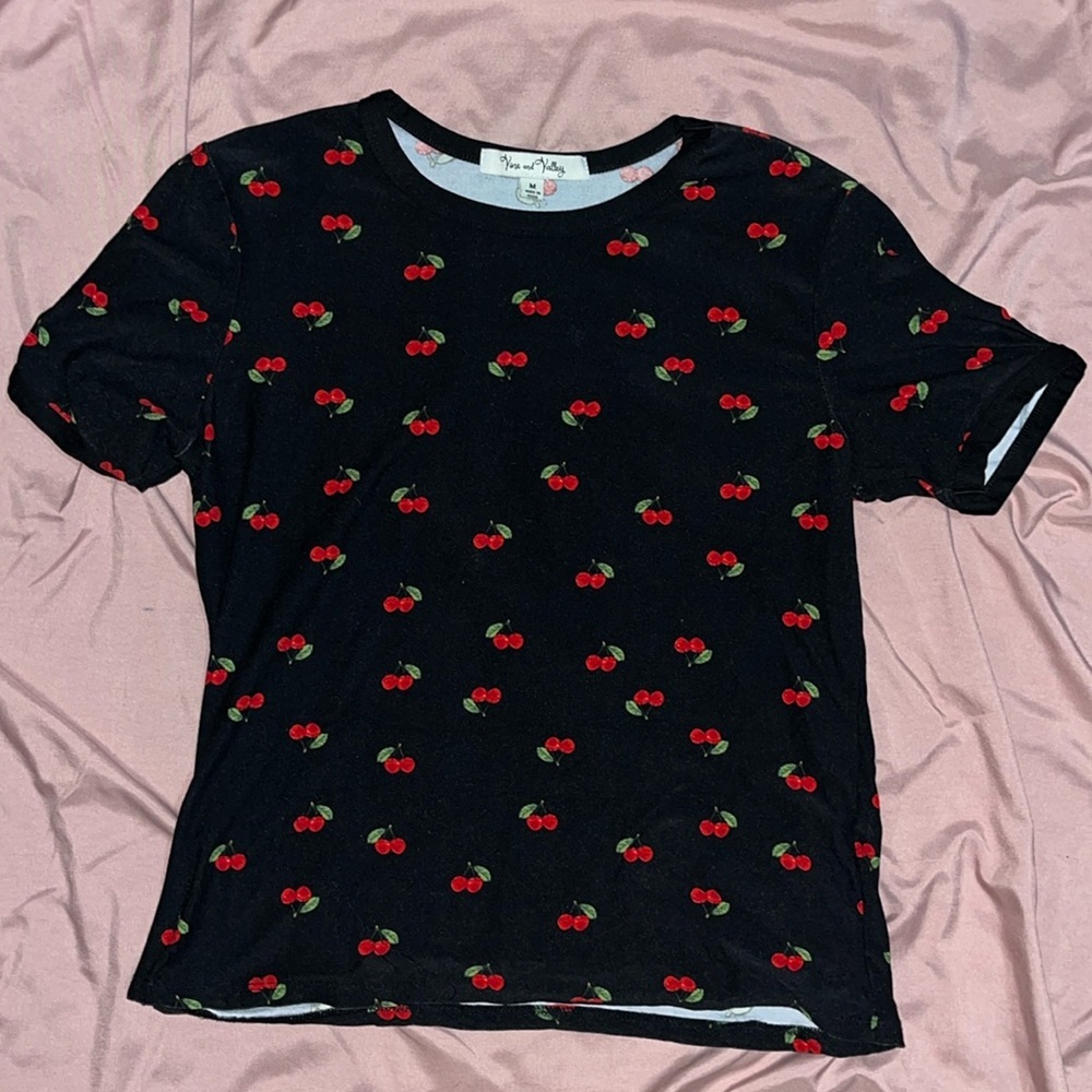 Vine and Valley short sleeve cherry print shirt